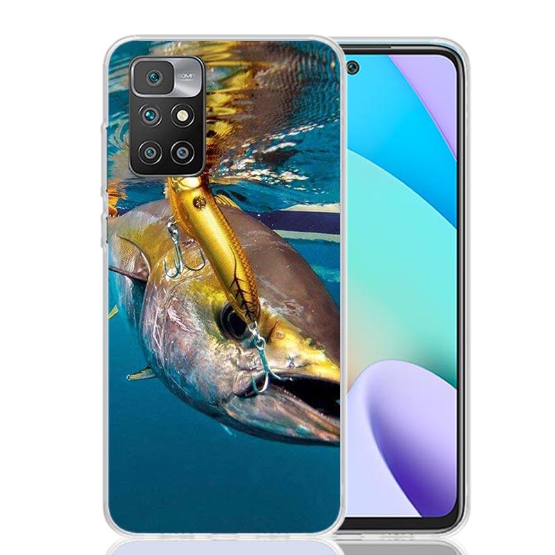 Carp Fish Fishing Rod Hook Phone Case For Xiaomi 14C 13C 12C 13 12 10 10A 10C 9 9A 9C 9T 8 8A 7 7A 6 6A K70 Pro K60 K40 K20 14C