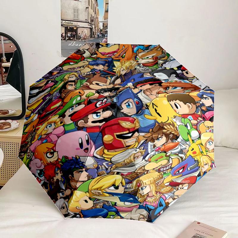 Yellow Mouse Stained Glass Umbrella 8-Frame for Travel, Camping, Casual Lightweight Portable Umbrella, Essential for Every Family Holidays Gift
