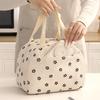 Portable Insulated Lunch Bag with Corduroy Material and Lovely Floral Printing Suitable for Kids Child School Snacks