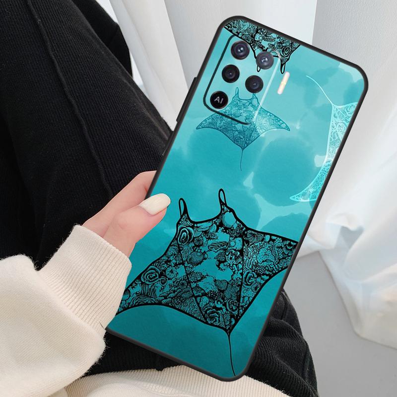 Animal Manta Ray Case For Oppo A96 A76 A16 A60 A98 A58 A78 A18 A38 A80 A40 A77 A57 A17 A74 A54 A94 A15 A5 Pro