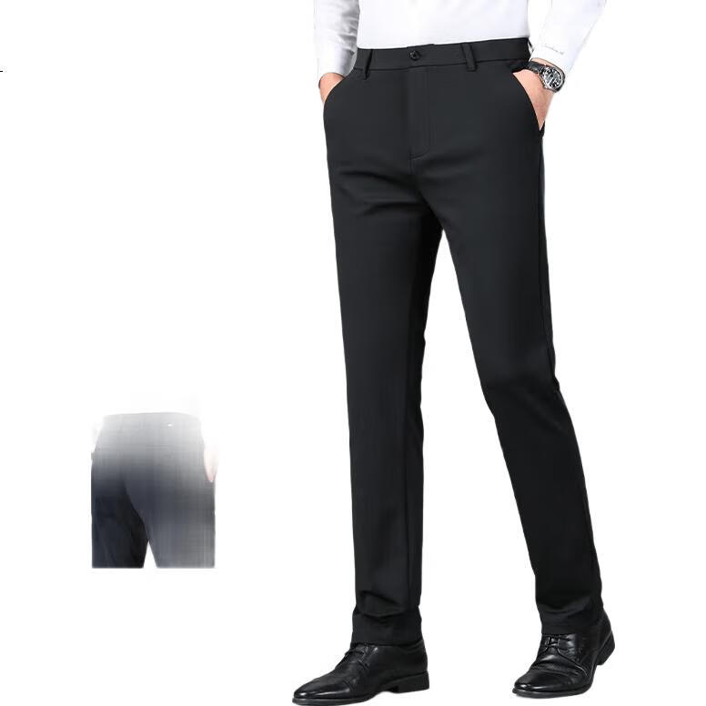 FIRS High Elasticity Milk Fiber Men's Pants Autumn Winter Thickened Business Casual Trousers Navy Blue 30