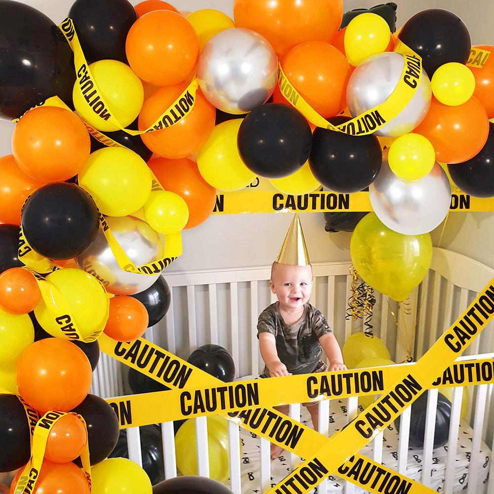 Construction Vehicle Theme Tableware Birthday Flag Balloon Chain Background Wall, Balloon Decoration