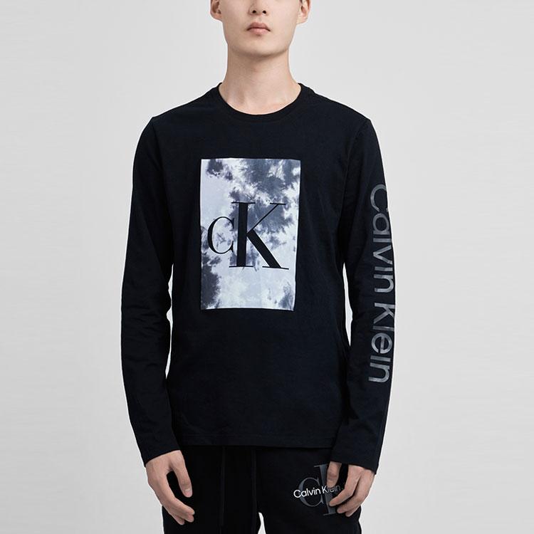 Calvin Klein Logo Print Round Neck Long Sleeve T-Shirt Men Tops Black 40IC847-001