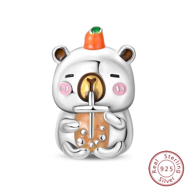 Copper Charms Beads Forever Love Heart Shaped Bow Family Charms Dangle For Bracelet Woman Diy Jewelry Gift