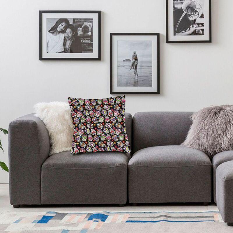 Nordic Style Day Of The Dead Skull Flower Throw Pillow Case Decoration Custom Square Cushion Cover 45X45Cm Pillowcover For Sofa