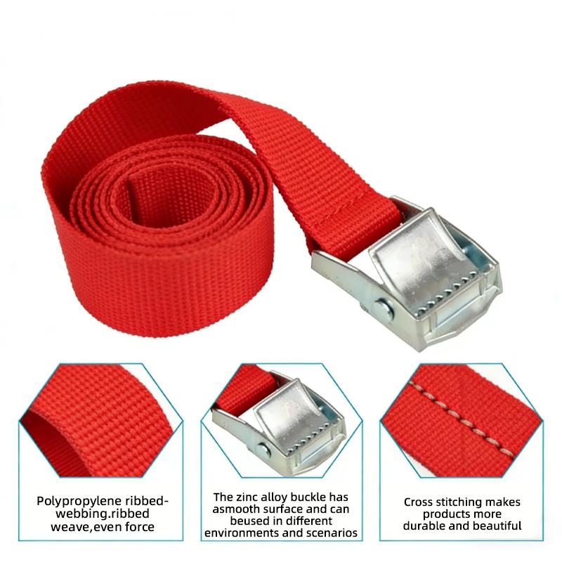 3M Cam Buckle Cargo Straps, Zinc Alloy Buckle PP Webbing Tie Down Belt for Car, Motorcycle, Luggage Transport