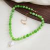 Salircon Exquisite Bohemia Green Glass Beads Choker Necklaces for Women Trendy Imitation Pearl Pendant Neck Accessories Jewelry