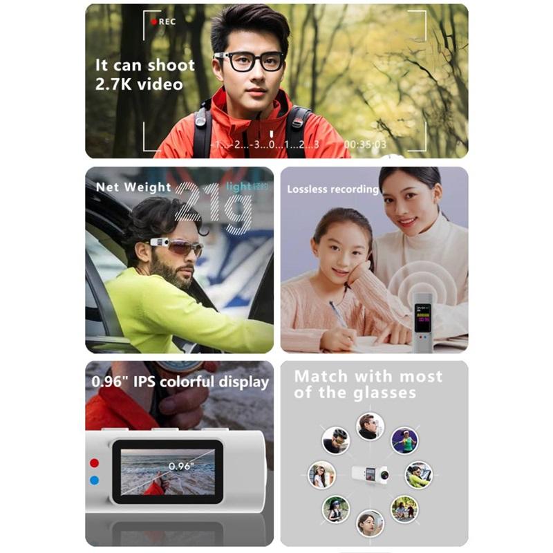 2.7K Mini FPV Eyeglasses Video Shooting Micro-camera HD WiFi Intelligent Headset Glasses Video&Sound Recording WiFi APP Control