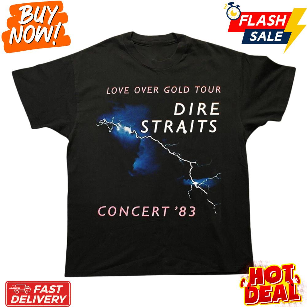 Dire Straits Inspired T-Shirt Fan Made Rare 1983 Concert Cotton Unisex Tee S-5XL Unisex T-Shirt L