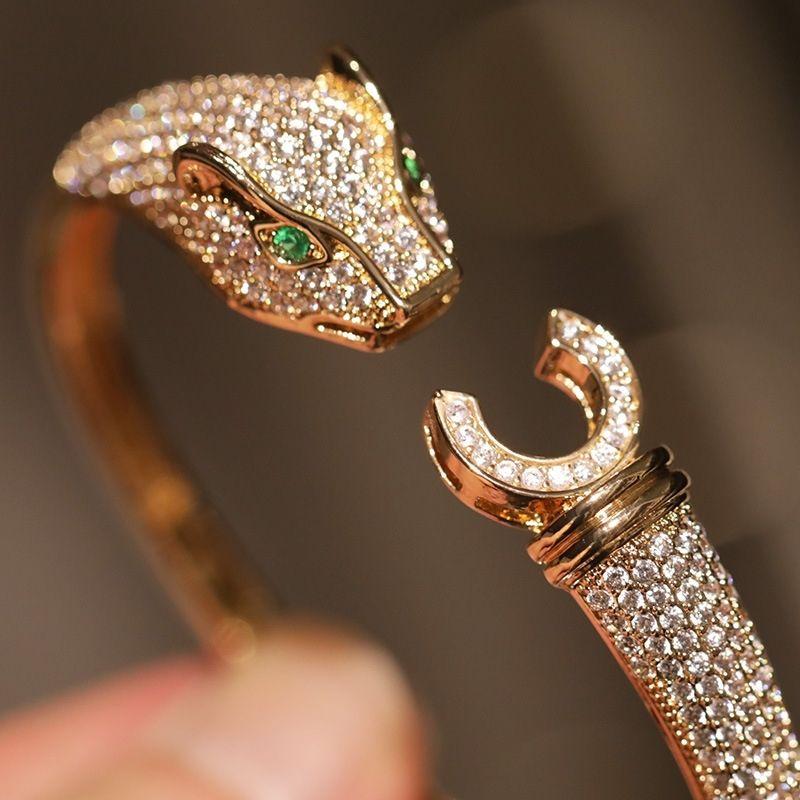 New Inlaid Bracelet, New Leopard Head and Purple Leopard Open Bracelet, Fashionable