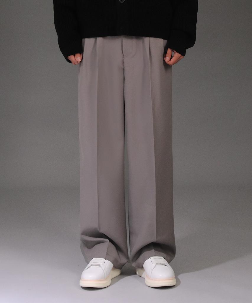 JHONNY WEST Authentic Double-Pleat Wide Slacks (Mud.Beige)