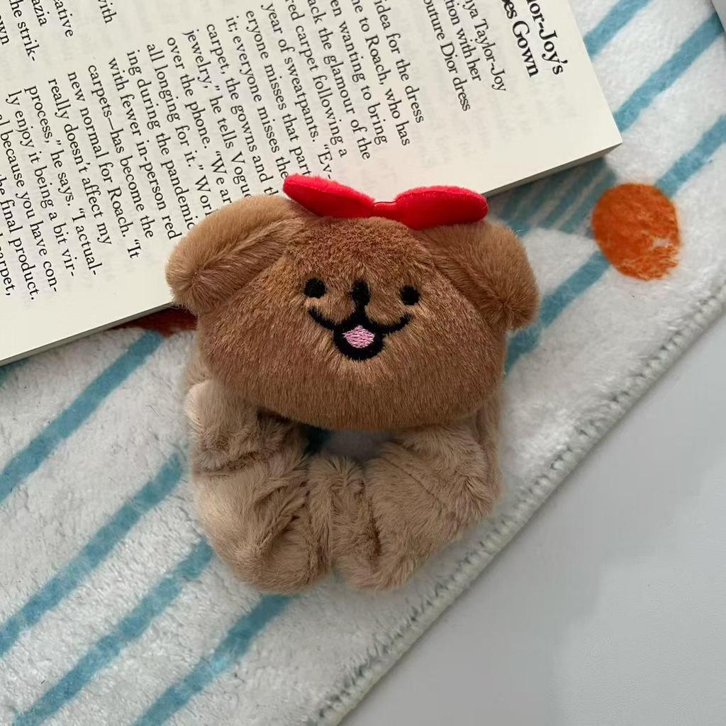 Entzückender Plüschbär und Welpen-Haarring – perfekt für hohe Pferdeschwänze im Herbst und Winter