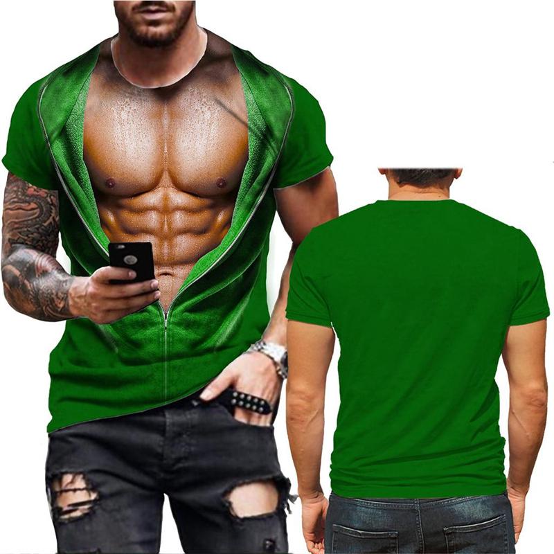 3D Fake Muscle T Shirt Men's New Short-sleeved Fitness Cool Tee Summer Funny Streetwear Cosplay Muscle Body T Shirt Spring Sale