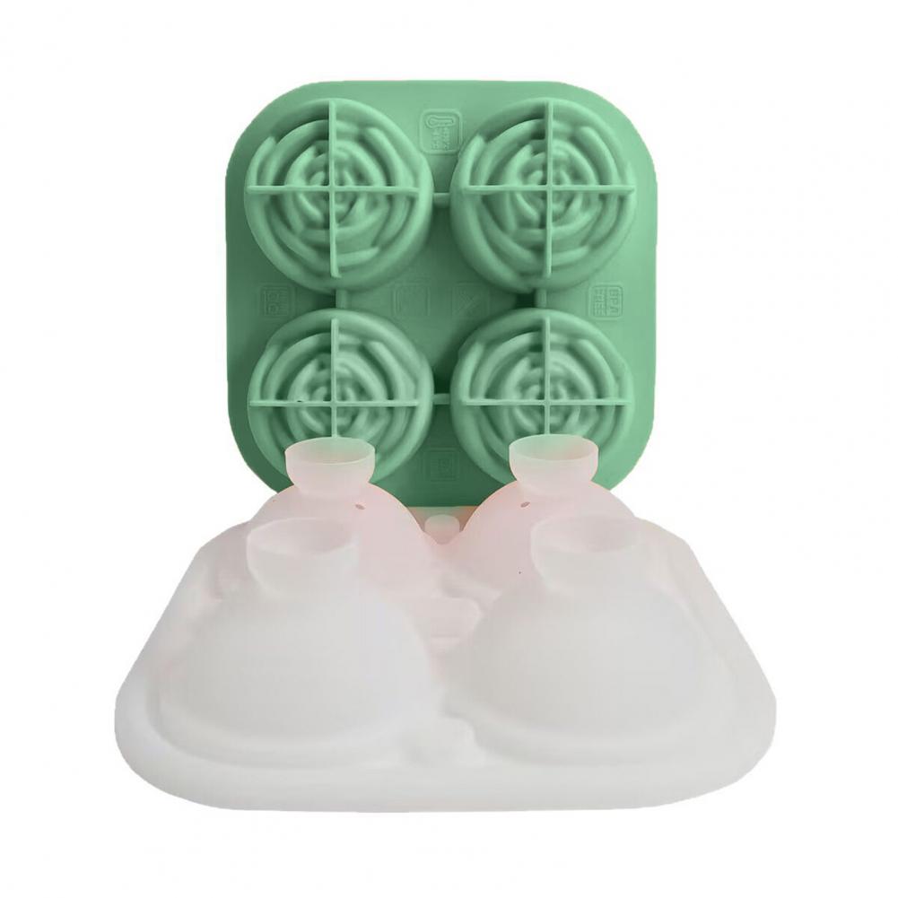 Spherical Ice Ball Mold Silicone Rose Shape Ice Cube Mold Slow Melting Whiskey Ice Ball Tray Cocktail Cube Maker Set