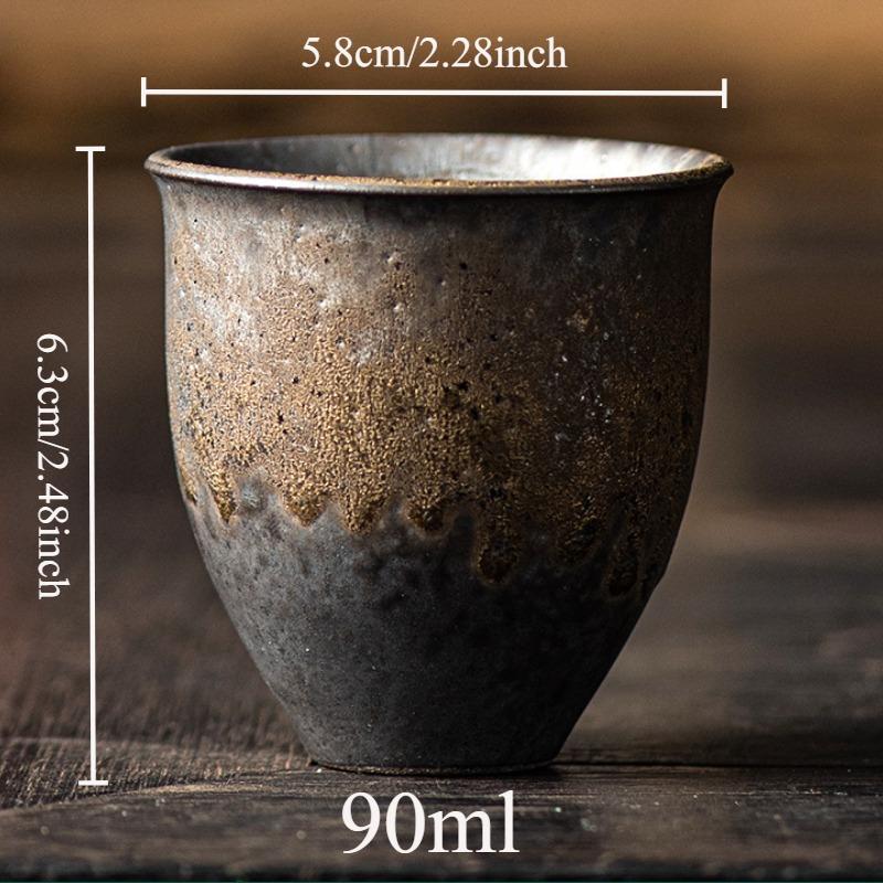 

90 мл керамическая чашка для чая для дома с позолотой и ржавчиной, глазурованная чашка Master Cup, набор для чая Kung Fu, аксессуары 90ml