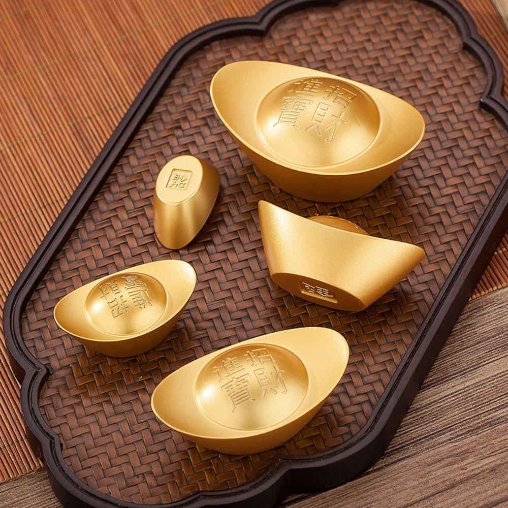 Pure Copper Treasure Bowl Ornament Solid Desktop Ornaments 5-size Gold Ingot  Living Room