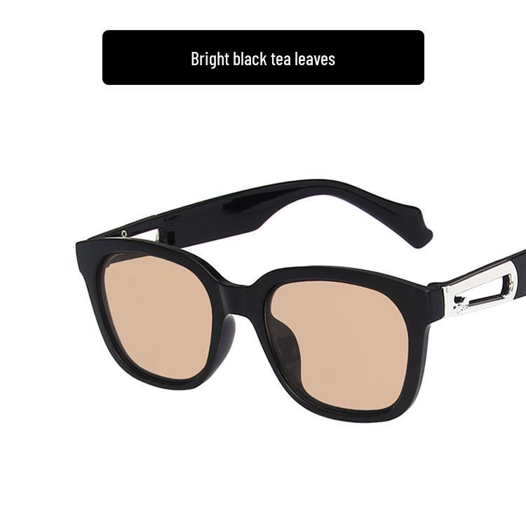 William Chan Style 2022 Korean Square Sunglasses with Paperclip Buckle Decoration