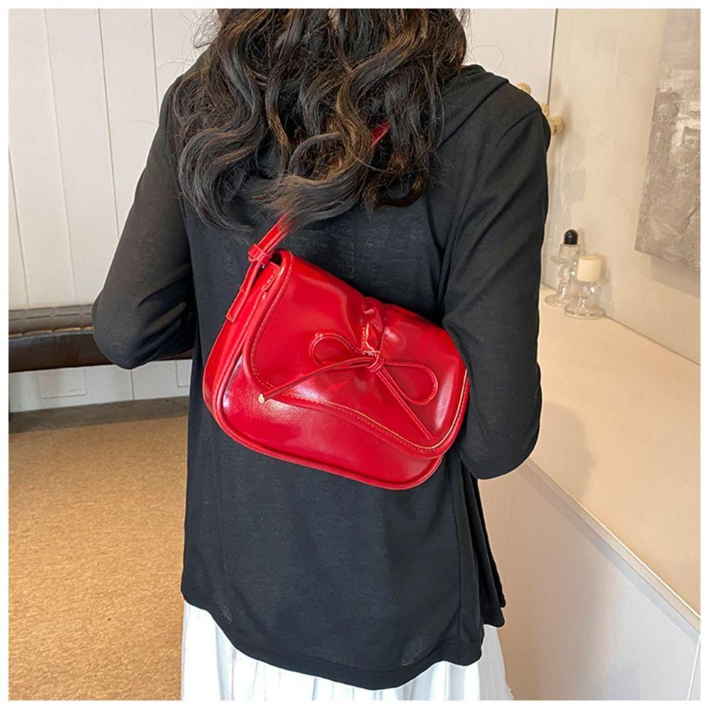 

Сумки с бантом сплошного цвета Y2K Tote Сумки Новые сумки через плечо красный