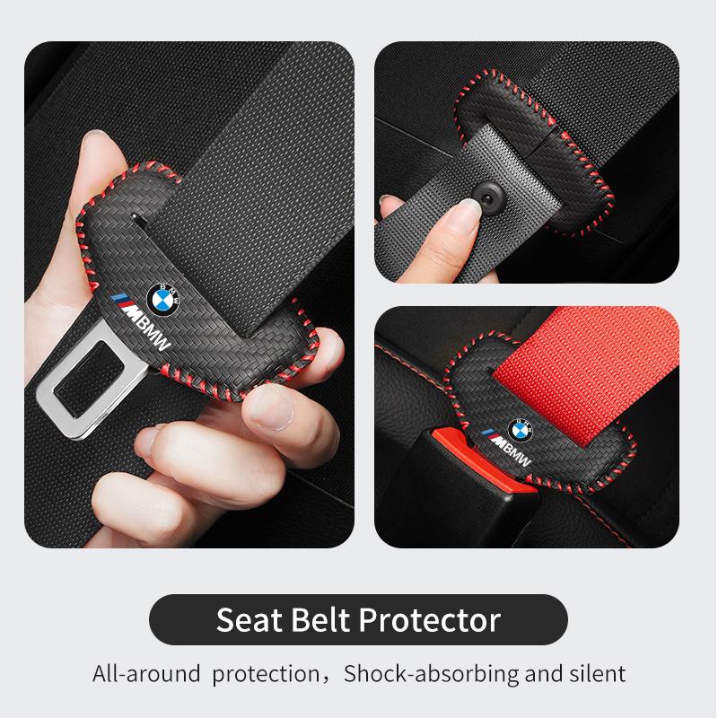 HKUG1 Car Seat Belt Buckle Clip Protector Leather Anti-Scratch Cover For BMW M 1 3 4 5 6 7 Series M3 M6 F01 F02E34 E36 E70 F10 X6 X1