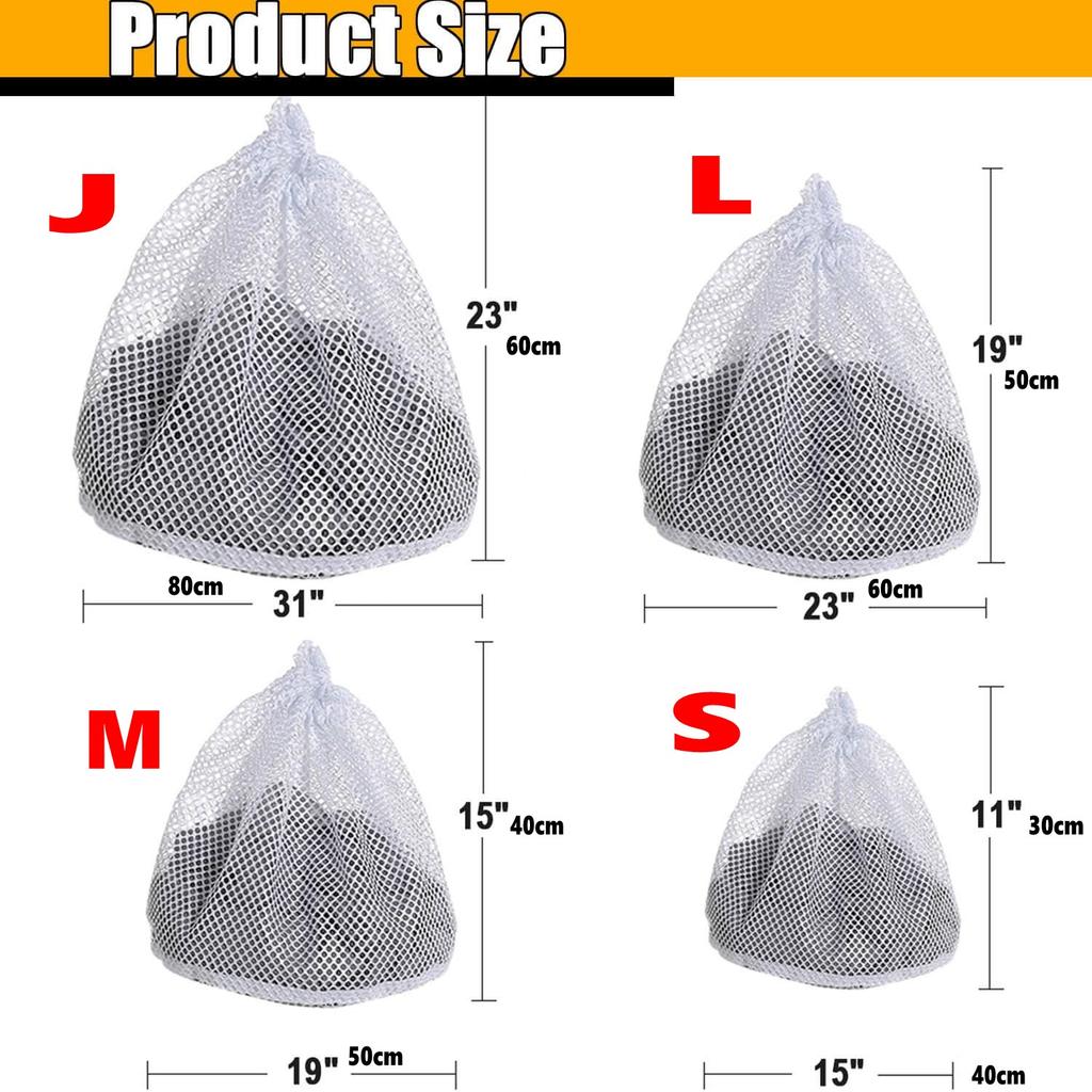 4 Pack Mesh Laundry Bag - Machine Washable Drawstring Design Travel Wash Bag for Blouses, Hosiery, Stockings, and Underwear