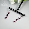 Long Earring with Brazil Rhodolite Garnet Pear 5*8mm 6 Pieces 5ct Natural Gemstone Fine Jewelry 925 Sterling Silver for Women
