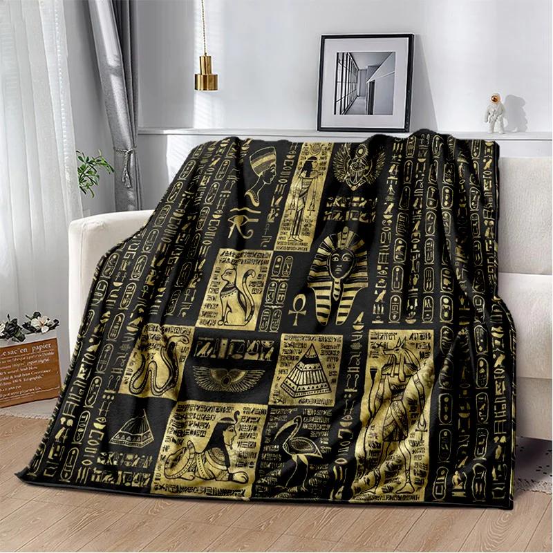 

D Egyptian Symbols Throw Blanket Soft Cozy Blanket for Home Bedroom Bed Sofa Kids Room Decor 100x150cm