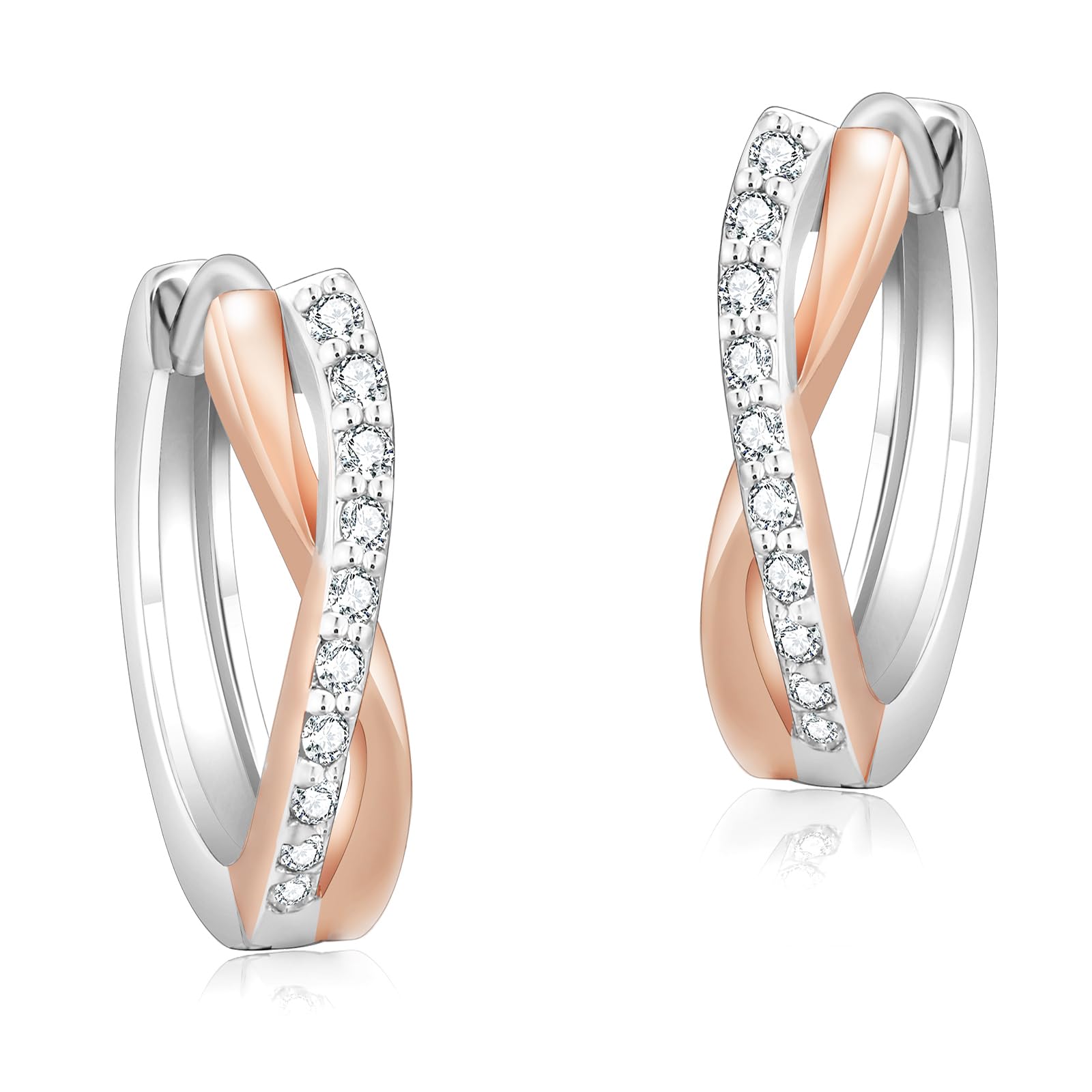 

Сережки-кільця для 925 Можна носити весь CZ Стильний подарунок для жінок KRKC&CO Жінки, Маленькі, Красиві, Срібні, Гіпоалергенні, Час, Цирконій,