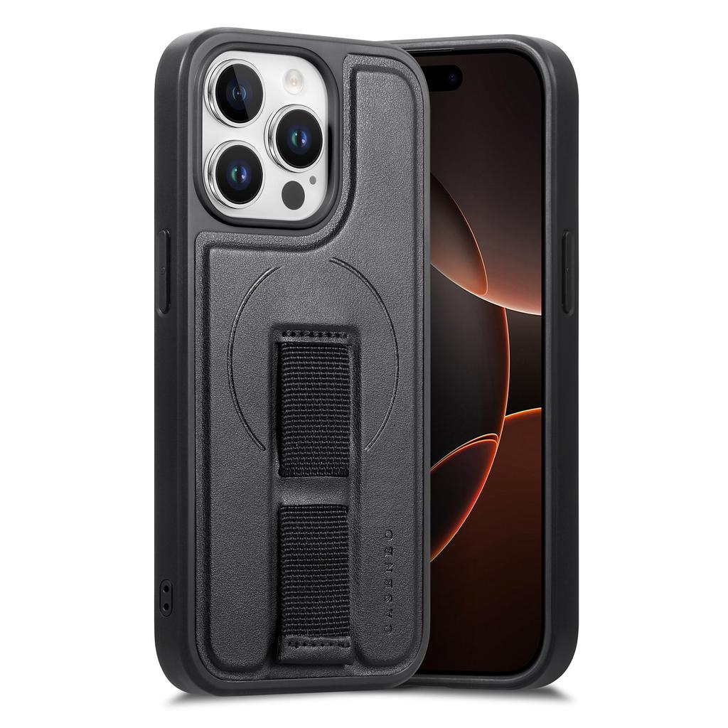 Für iPhone 15 Pro Max Magnetische Hülle CASENEO Armband PU-Leder + PC Stoßfeste Handyhülle
