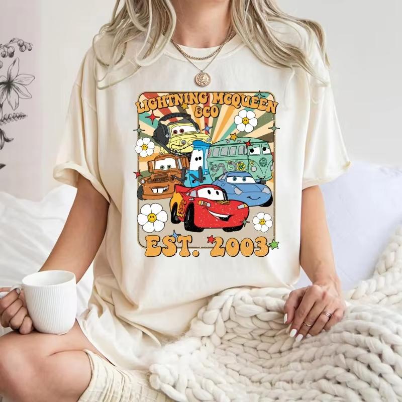 

2026 Summer Lightning Mcqueen Graphic Tshirt Unisex Unisex Fashion Cotton Quality Casual Loose Short Sleeve Classic Unisex S