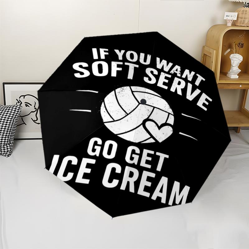 Volleyball Theme Automatic Umbrella, Lightweight & Portable, 8 Rib, Perfect for Outdoor Travel, Birthdays, Christmas, Gifts.