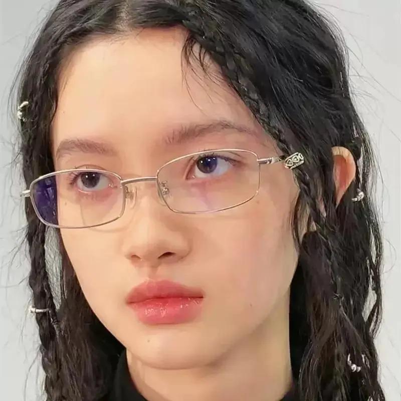 Harajuku Small Square Frame Glasses Women Retro Metal Eyeglasses Clear Reading Spectacle Blue Light Blocking Eyewear