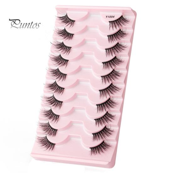 Handmade 10 Pairs Half Fake Lashes Natural Curl Wispy Thick 3D Effect Removable Extension Simulated Eyelash Planting Reusable Women Artificial