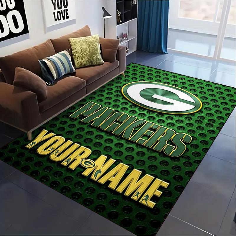 Name Custom Green Bay Packers Logo Carpet Rug for Living Room Bedroom Home Sofa Decoration,Kids play Non-slip Floor Mat
