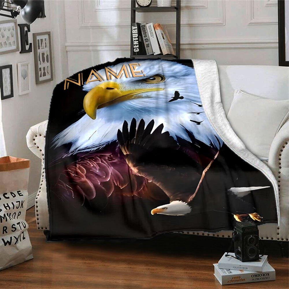 Bald Eagle And Flying Birds Home Customize Your Name Blankets Comfortable Soft Lightweight All Season Versatile Blanket Perfect For Picnics Sofa
