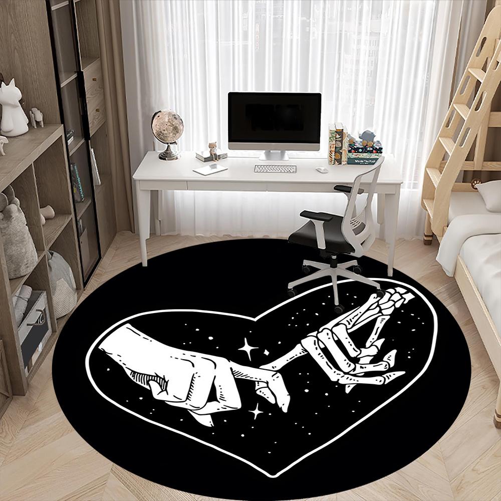 1pc Love Heart Office Round Area Rug, Indoor Mat Suitable ForOffice, Under Office Chairs Bedroom Living Room Home Decor, Room Deco q090