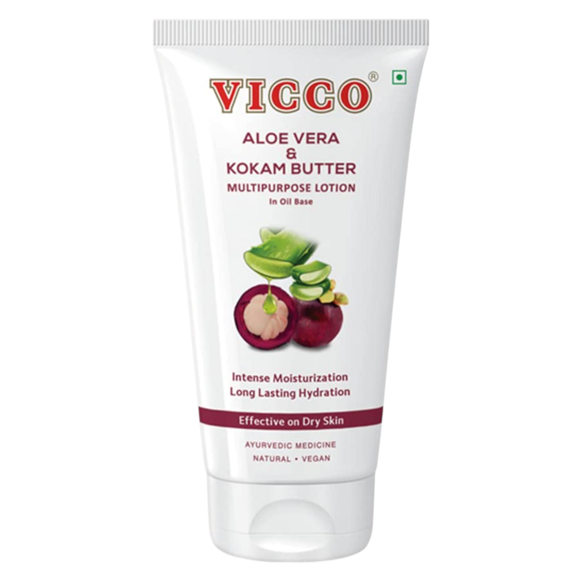 

Vicco Многоцелевой лосьон с алоэ вера и маслом кокума 200 мл Упаковка 1 шт. Для лица и тела Сухая кожа