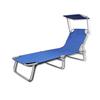 VidaXL Folding Chaise Longue with Canopy Steel and Fabric Garden Sunbed 41196