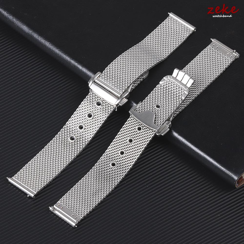 For Omega Seamaster 20mm 22mm Silver Mesh Bracelet Flat Interface Stainless Steel Watch Strap Breathable Lightweight Design