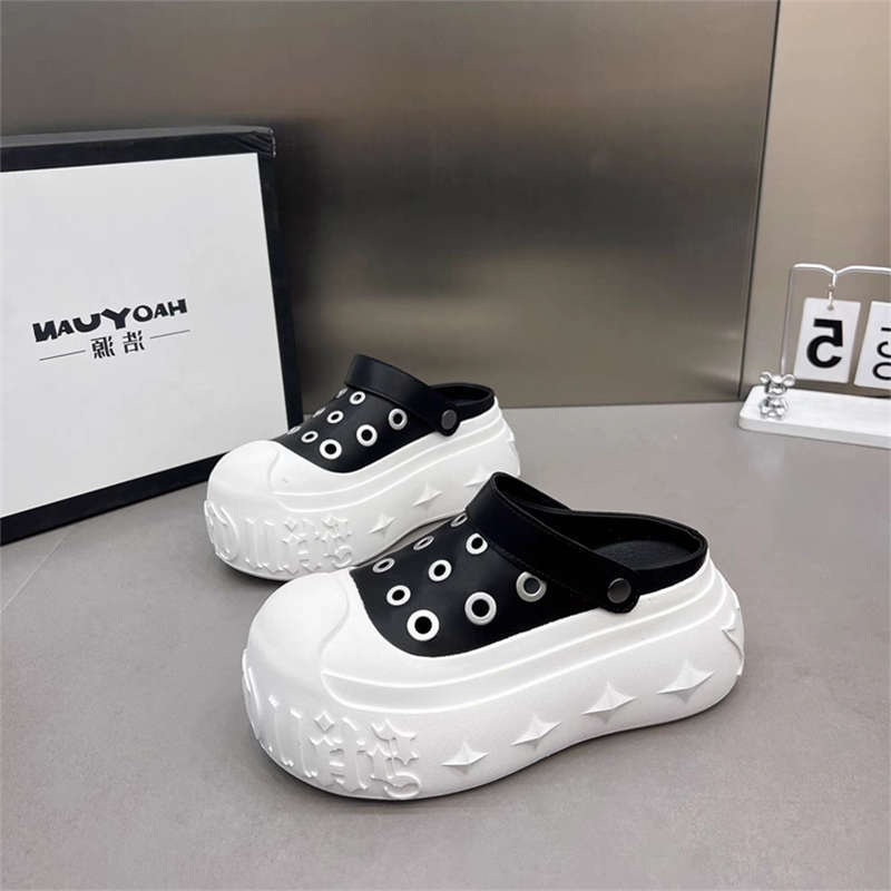 Thick-soled big-headed small casual board shoes 2025 summer ugly cute Korean version canvas shoes heightening bag head cool slippers