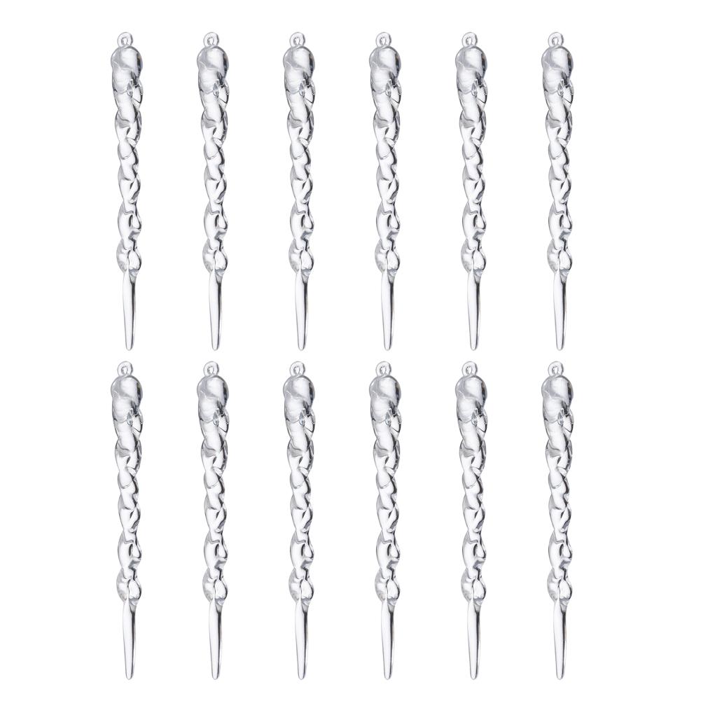 12pcs Christmas Clear Simulation Ice Xmas Tree Hanging Year Winter Ornament Party Fake Home Icicle Supplies Navidad Decor N H7F3