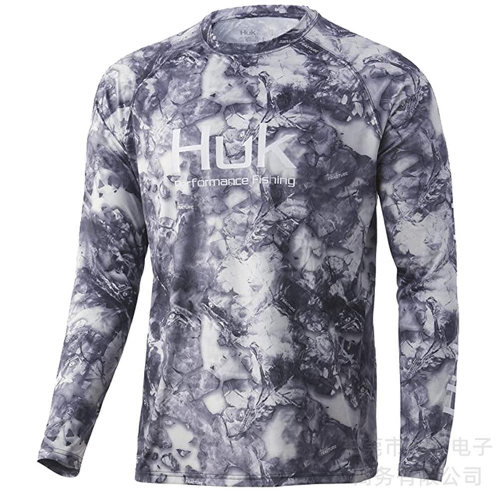 HUK combinaison de pêche été hommes protection solaire sports de plein air chemise de pêche séchage rapide manches longues T-shirt léger respirant haut