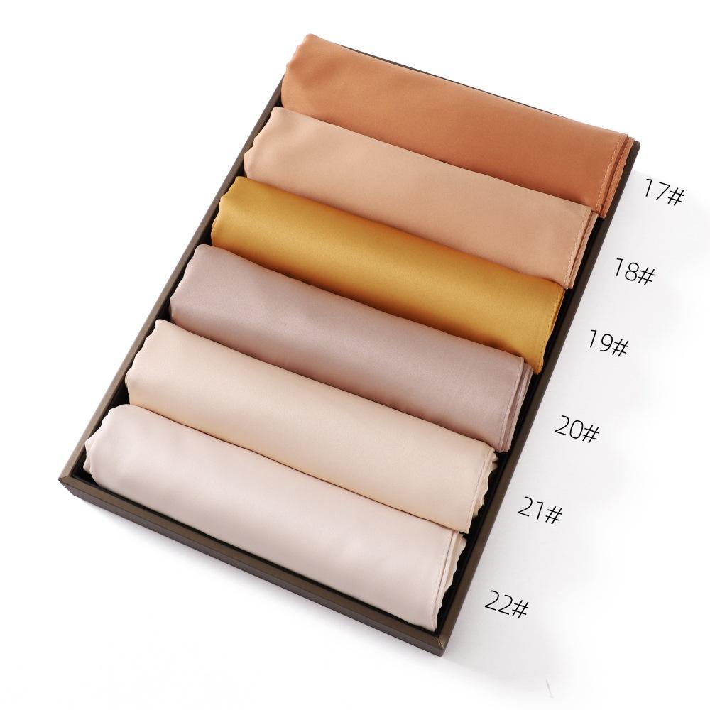 New Luxury Medine Silk Scarf For Women Muslim Plain Hijab Long Shawls Big Size Headscarf Wraps Islamic Turban Headband Bandana