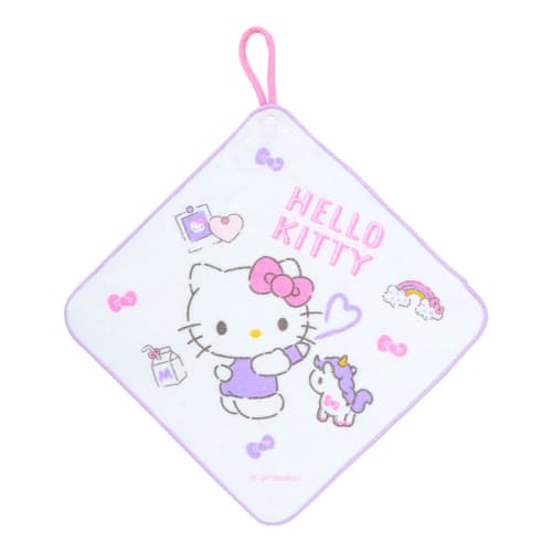 SANRIO Set of 3 Towels with Loop Hello Kitty for Children Antibacterial Treatment with Name Space Nursery School Kindergarten 249483