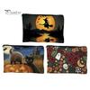 Ghost Design Storage Bag Bag, with Halloween Pattern Printed, Smooth Zipper Reusable Canvas Makeup Large Capacity Travel Cosmetic Pouch Tight Sealing