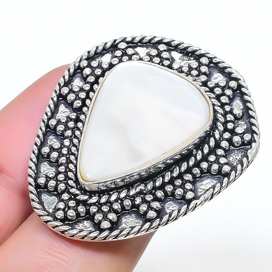 Natural Mother Of Pearl Gemstone 925 Sterling Silver Jewelry Ring Size Ad AR-16911