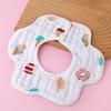 Class A Pure Cotton Gauze Baby Bibs Newborn Anti Spit Up Side Open 360 Degree Petal Shape Large Size Baby Drool Bibs