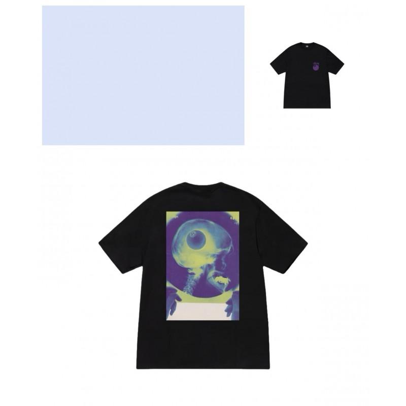 Mens Loose Fit Cotton Blend Short Sleeve T-Shirt With Cartoon Print Breathable Casual Tee Teens Adults