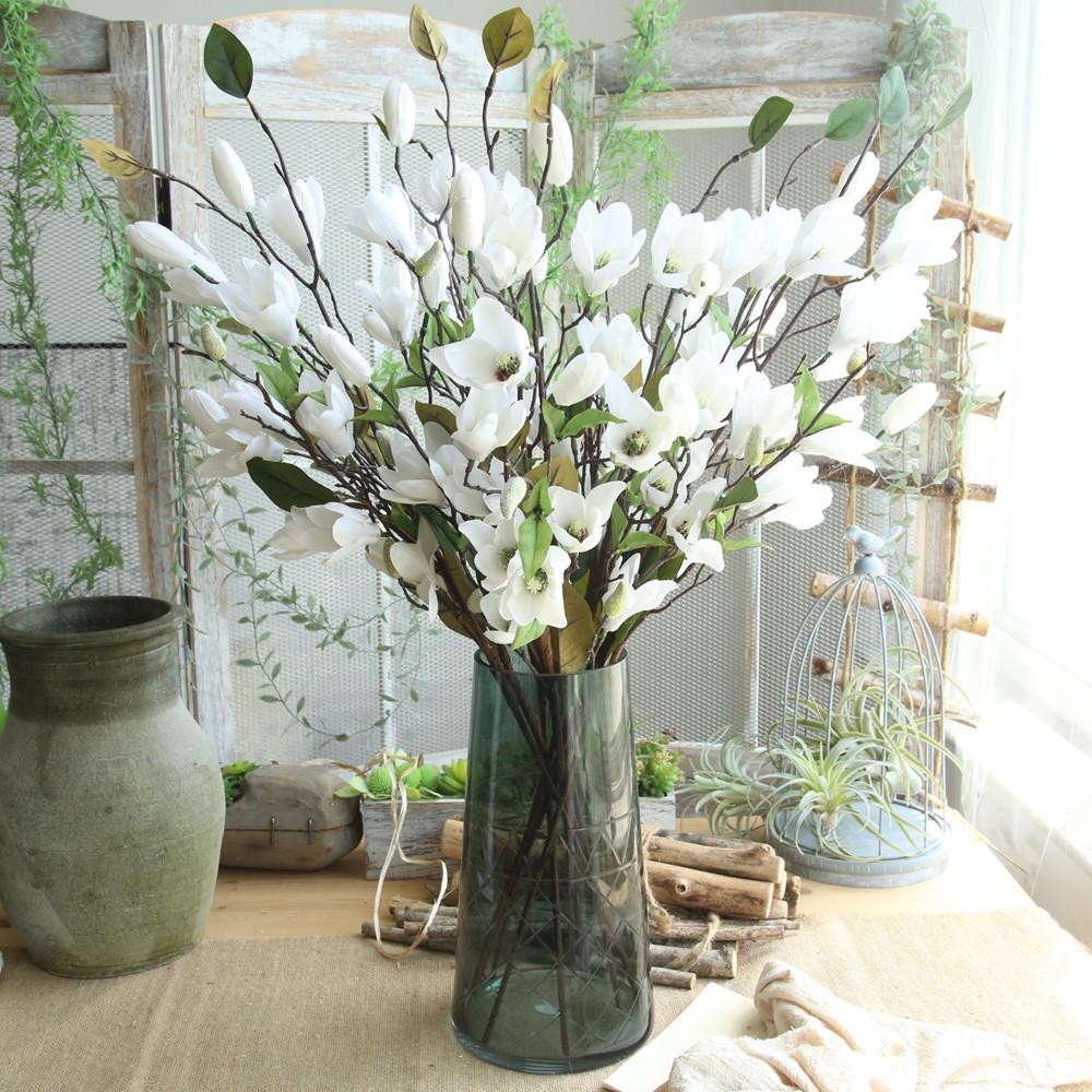 Artificial Fake Flowers Leaf Magnolia Floral Wedding Bouquet Party Home Decor
