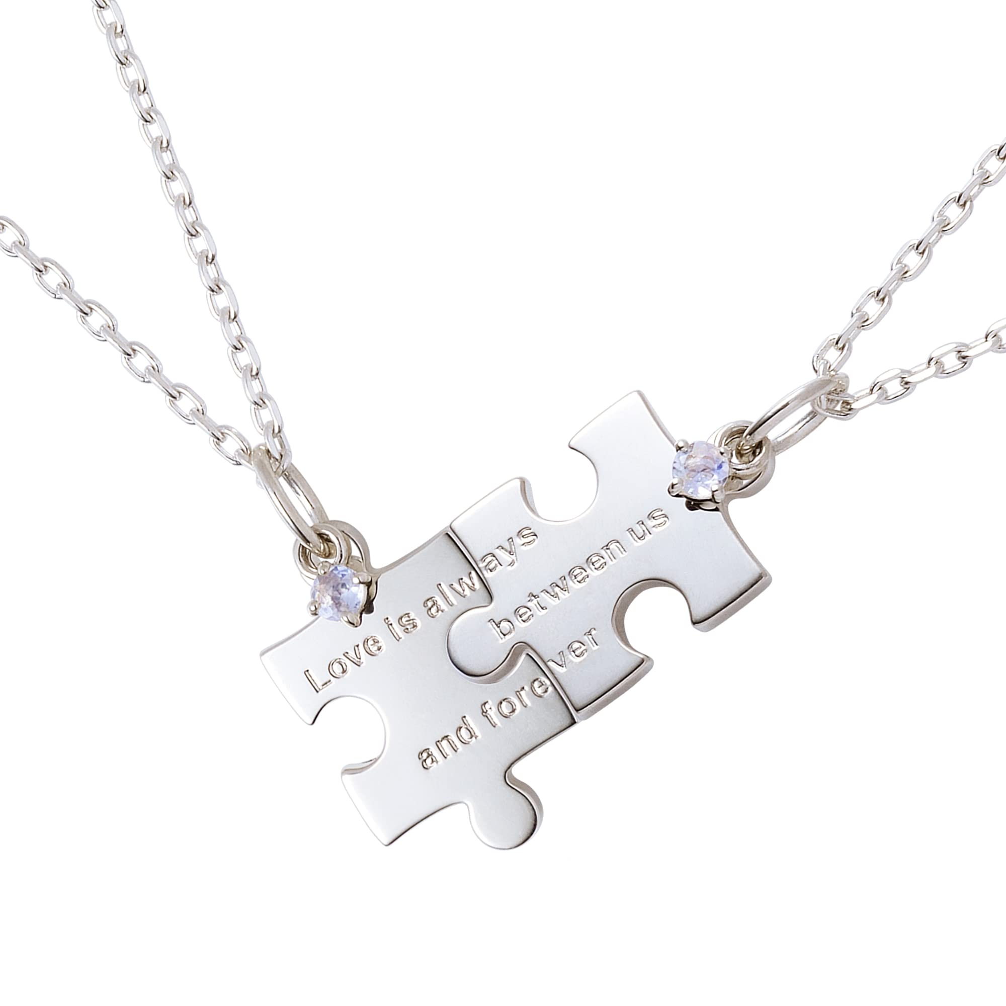 

The Kiss Blue Moonstone Silver Pair Necklace for Men and Anniversary Gift SPD1846RBM-1847RBM Women, Couples,