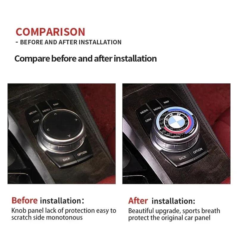 -Car Multimedia Knob Button Cover Sticker Accessories For BMW 5 Series X3 X5 F25 F26 G01 G02 G11 G12 F10 F15 F16 F30 F36 G30 G32